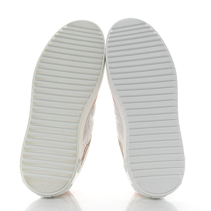 Louis Vuitton Monogram Embossed Calfskin Damier Azur Time Out Sneakers 38 Rose Clair Pink 5 of 10