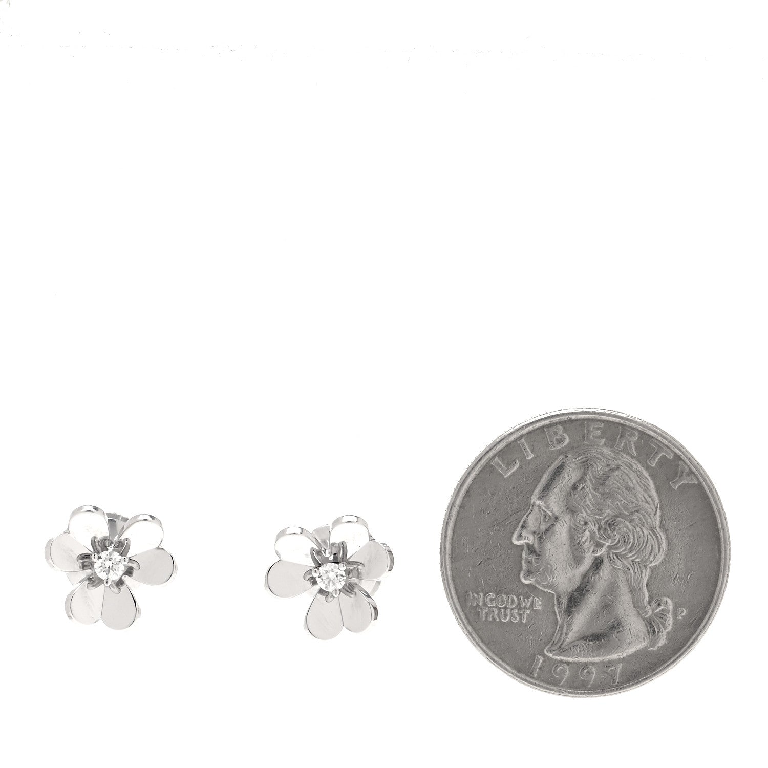 Van Cleef & Arpels 18K White Gold Diamond Mini Frivole Earrings 2 of 5
