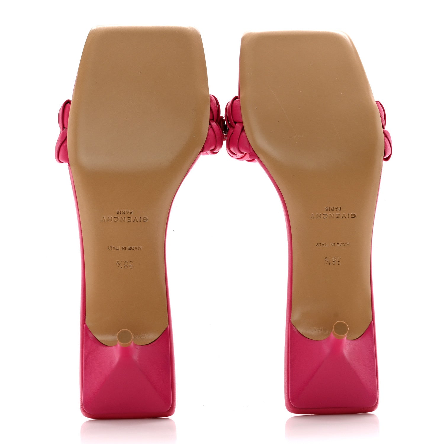 Givenchy Woven Lambskin G Chain 50mm Kitten Heel Sandals 38.5 Neon Pink 5 of 9