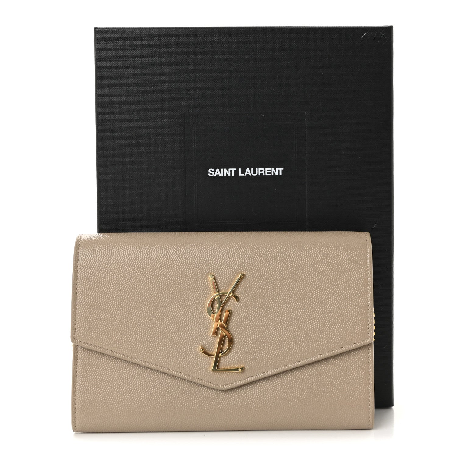 Saint Laurent Grain De Poudre Monogram Uptown Chain Wallet Dark Beige 10 of 10
