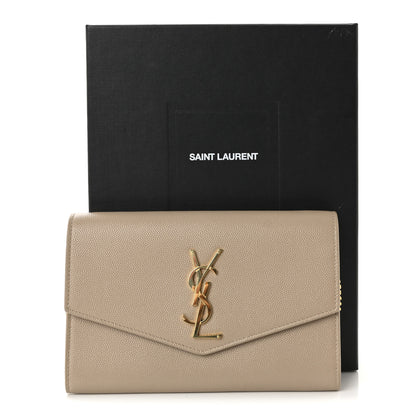 Saint Laurent Grain De Poudre Monogram Uptown Chain Wallet Dark Beige 10 of 10