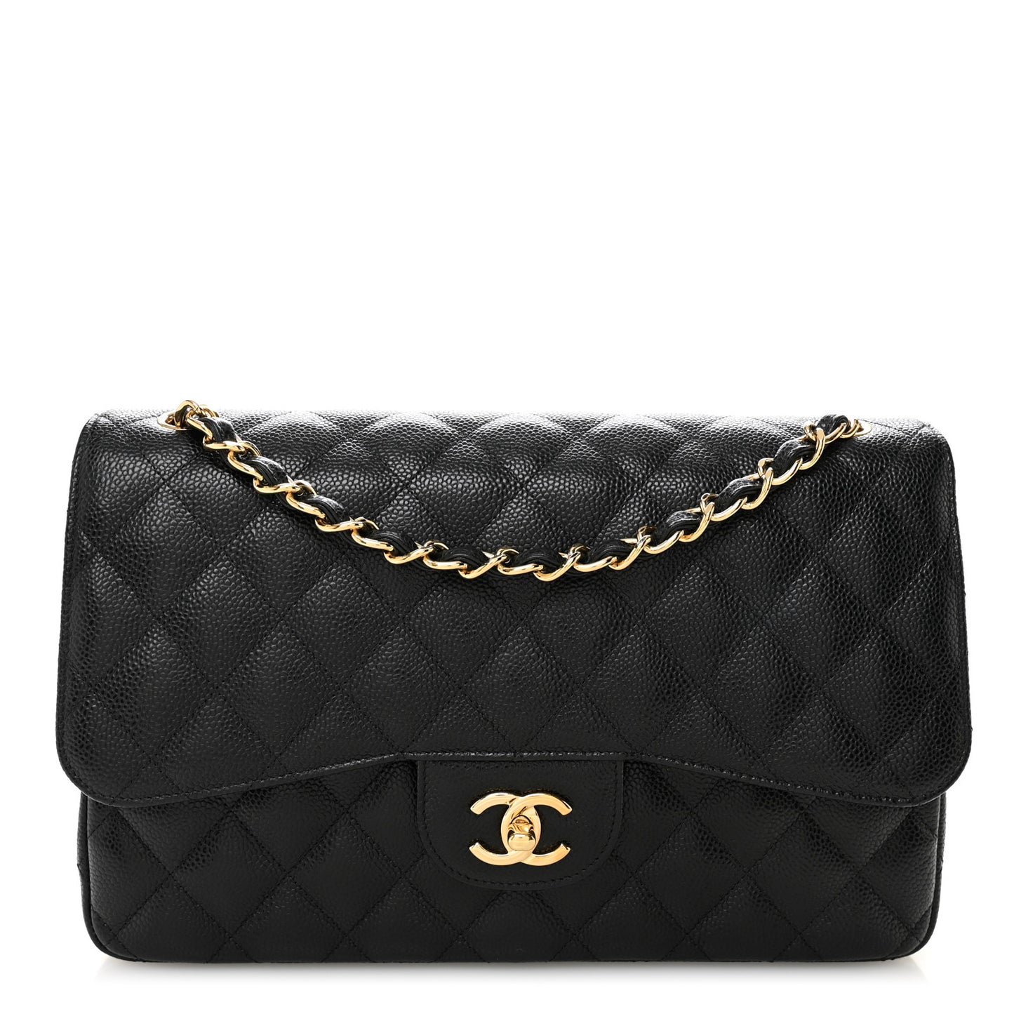 Caviar Quilted Jumbo Double Flap Black