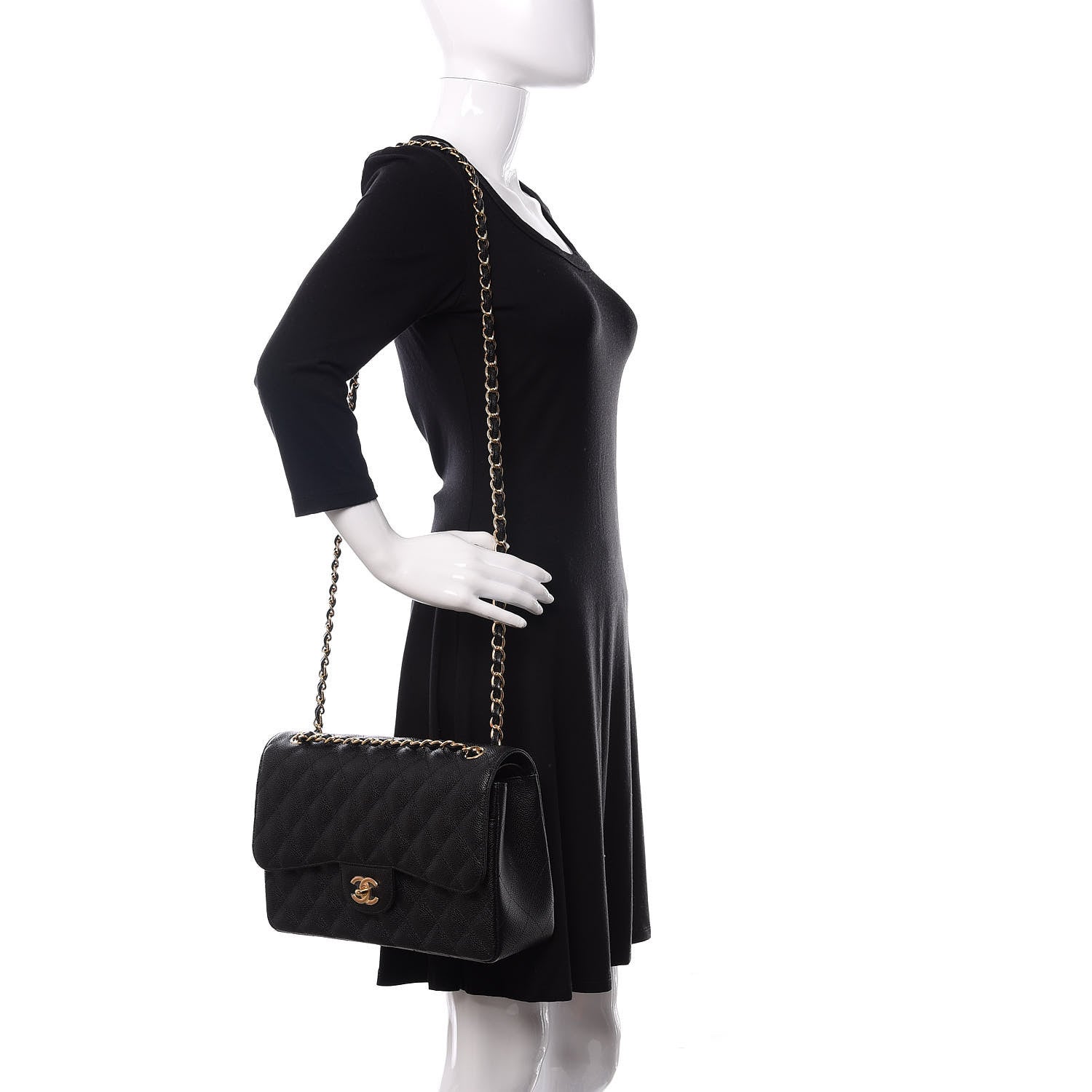 Chanel Caviar Quilted Jumbo Double Flap Black 2 of 11