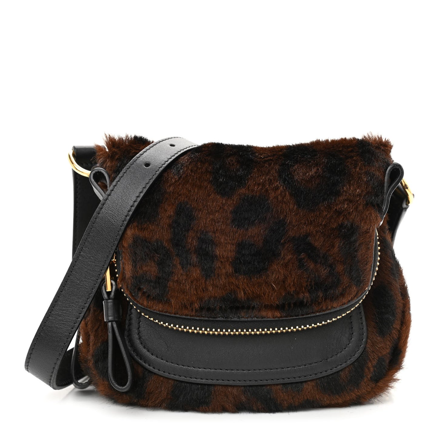 Calfskin Calf Hair Leopard Print Mini Jennifer Crossbody Bag Brown Black