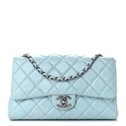 Chanel Glazed Calfskin Quilted Large Coco Soft Flap Light Blue 1 of 11