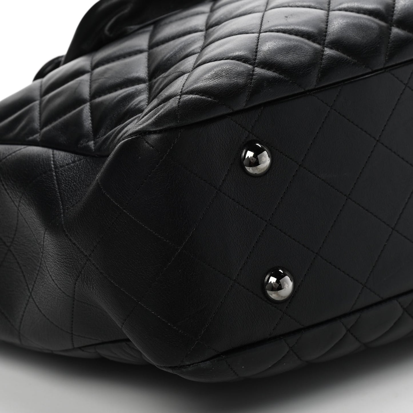 Lambskin Quilted Front Flap Tote Black