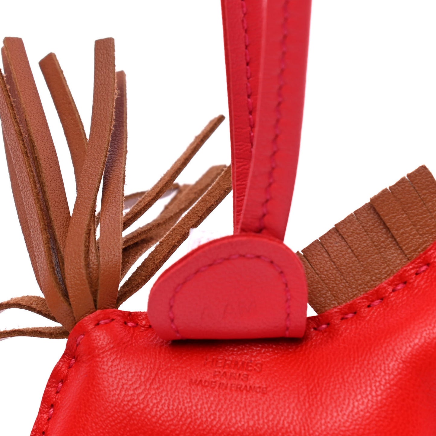 Milo Lambskin Grigri Rodeo Horse Bag Charm PM Rouge Indien Gold Bougainvillea