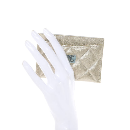 Chanel Metallic Caviar Quilted Card Holder Light Gold 2 of 9