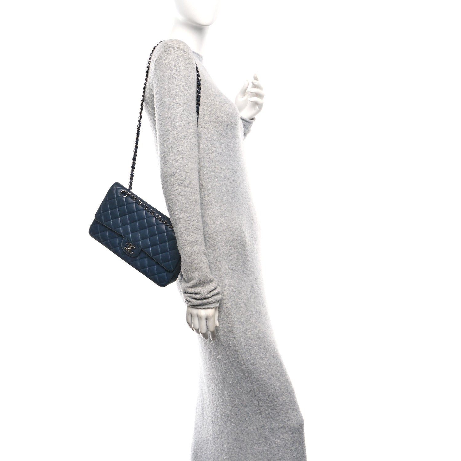 Chanel Lambskin Quilted Medium Double Flap Navy 2 of 10