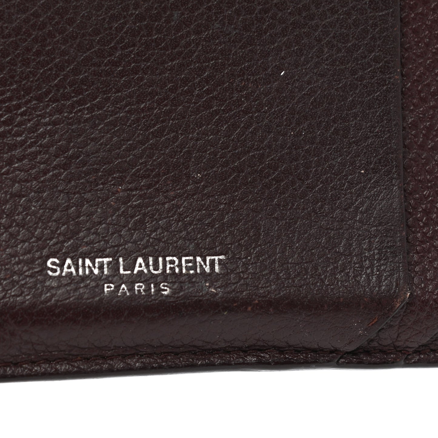 Grained Calfskin 5 Fragments Zip Pouch Card Holder Bordeaux