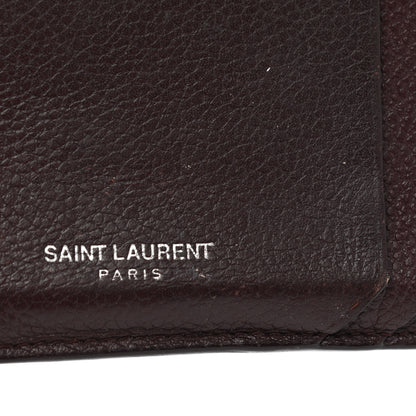 Saint Laurent Grained Calfskin 5 Fragments Zip Pouch Card Holder Bordeaux 9 of 11