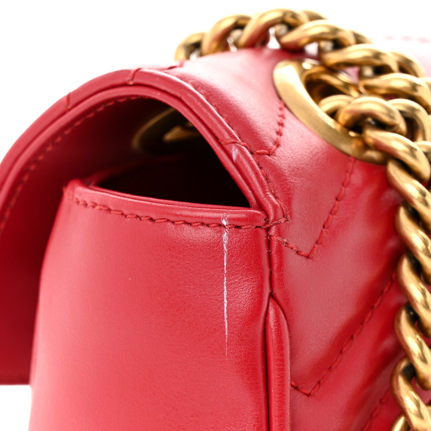 Gucci Calfskin Matelasse Small GG Marmont Shoulder Bag Hibiscus Red 11 of 13