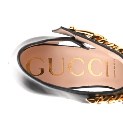 Gucci Malaga Kid Sylvie Chain Pumps 37 Black 7 of 10