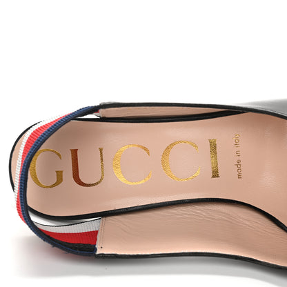 Gucci Malaga Kid Web Sylvie High Heel Slingback Pumps 37 Black 7 of 10
