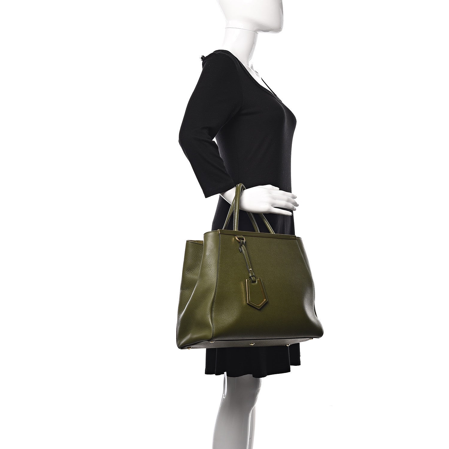 Fendi Vitello Elite Flamingo Regular 2Jours Tote Oliva 3 of 12