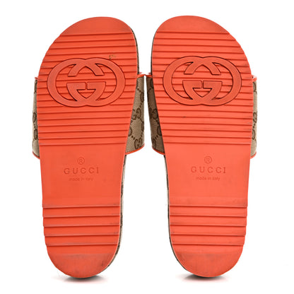 Gucci x NORTH FACE Canvas GG Monogram Womens Slide Sandals 40 Beige Mystic White Deep Orange 6 of 12