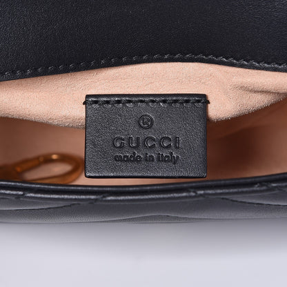 Gucci Calfskin Matelasse Super Mini GG Marmont Shoulder Bag Black 7 of 15