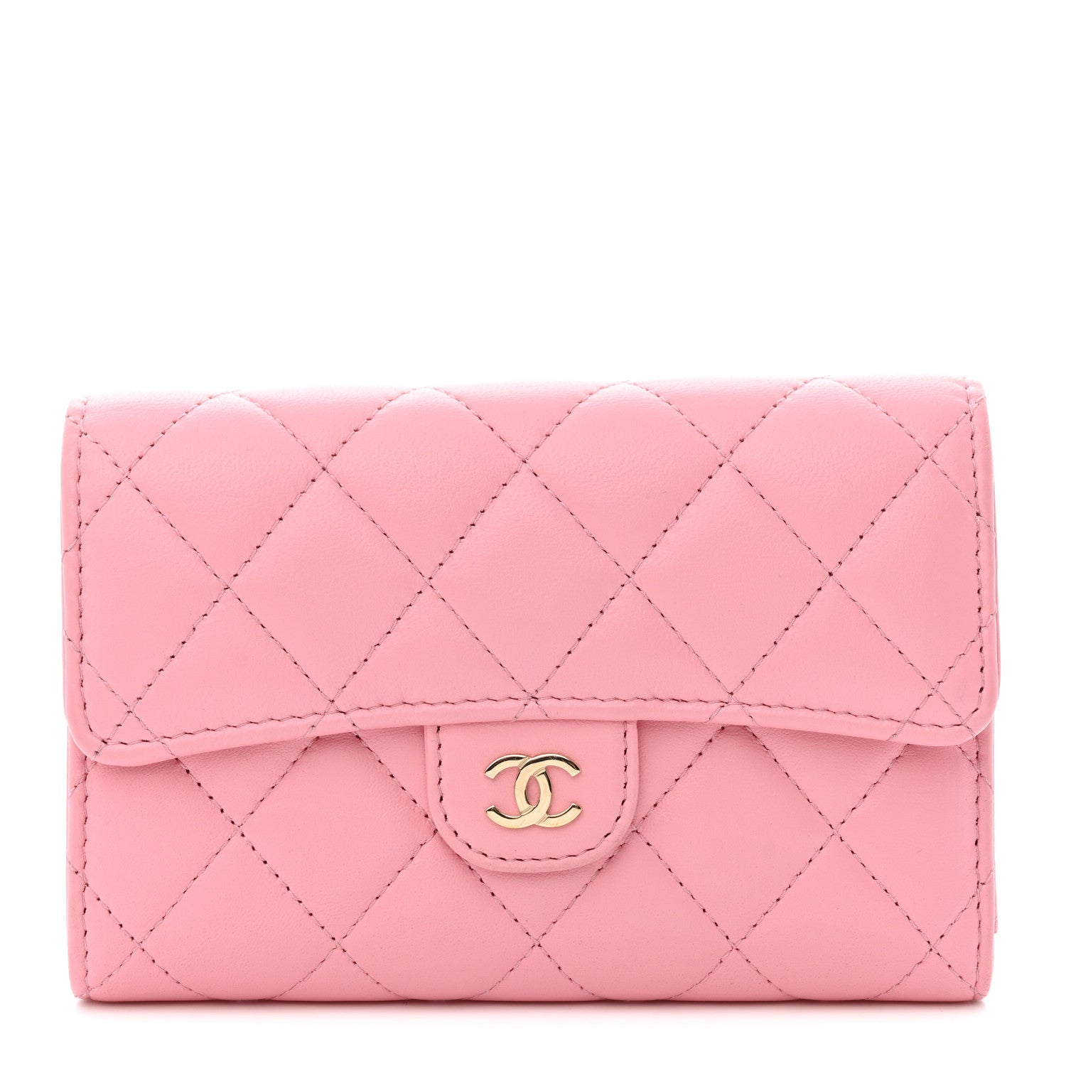 Chanel Lambskin Quilted Medium Flap Wallet Pink 1 of 9