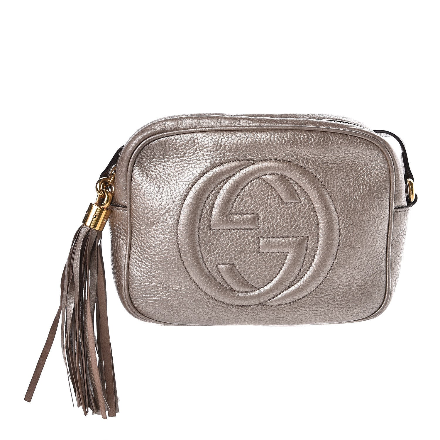 Gucci Metallic Pebbled Calfskin Small Soho Disco Bag Golden Beige 1 of 12