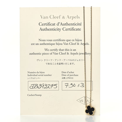 Van Cleef & Arpels 18K Yellow Gold Black Onyx Vintage Alhambra Pendant Necklace 6 of 6