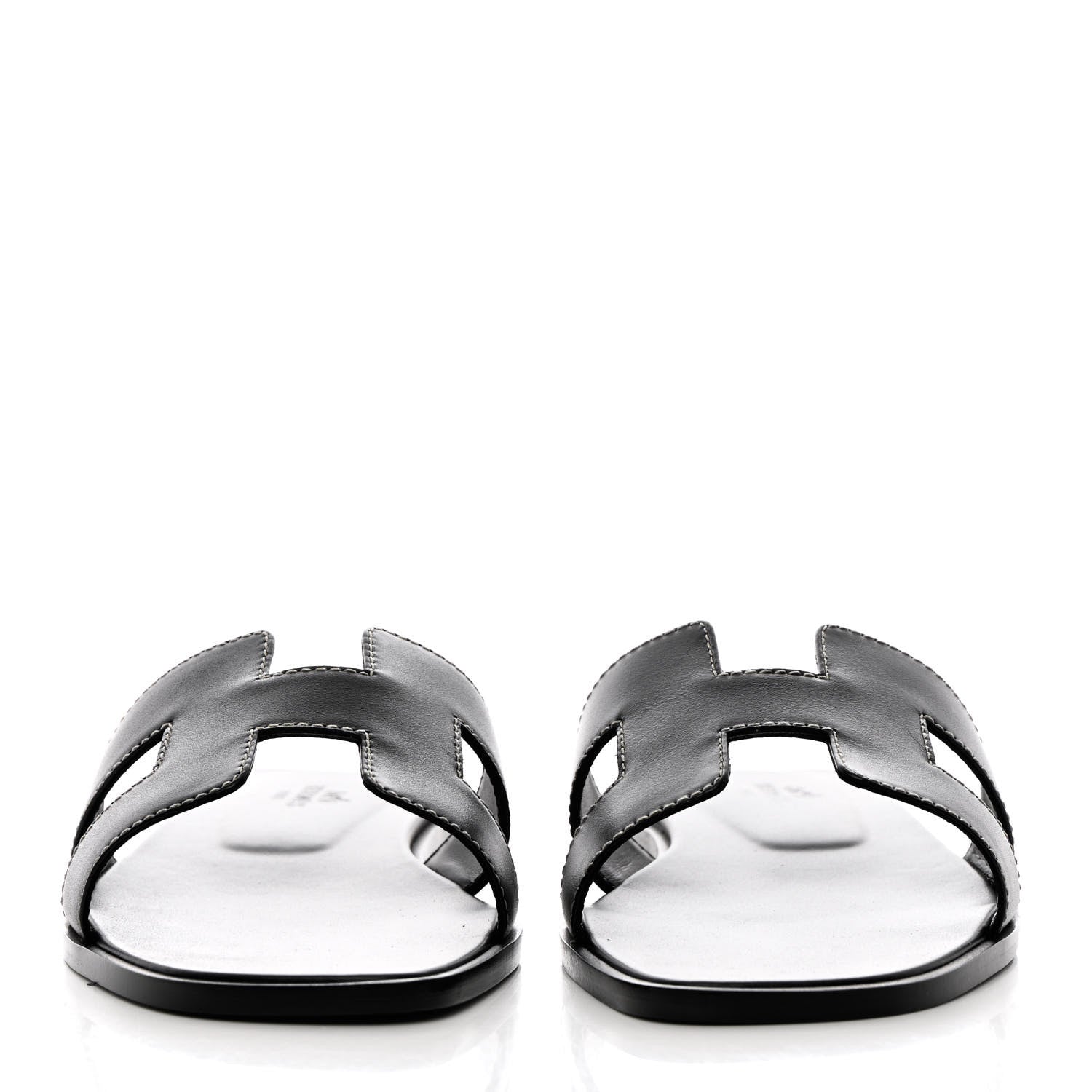 Hermes Box Calfskin Oran Sandals 38 Black 2 of 10