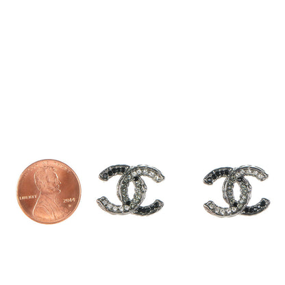Chanel Crystal CC Earrings Ruthenium Black 2 of 5