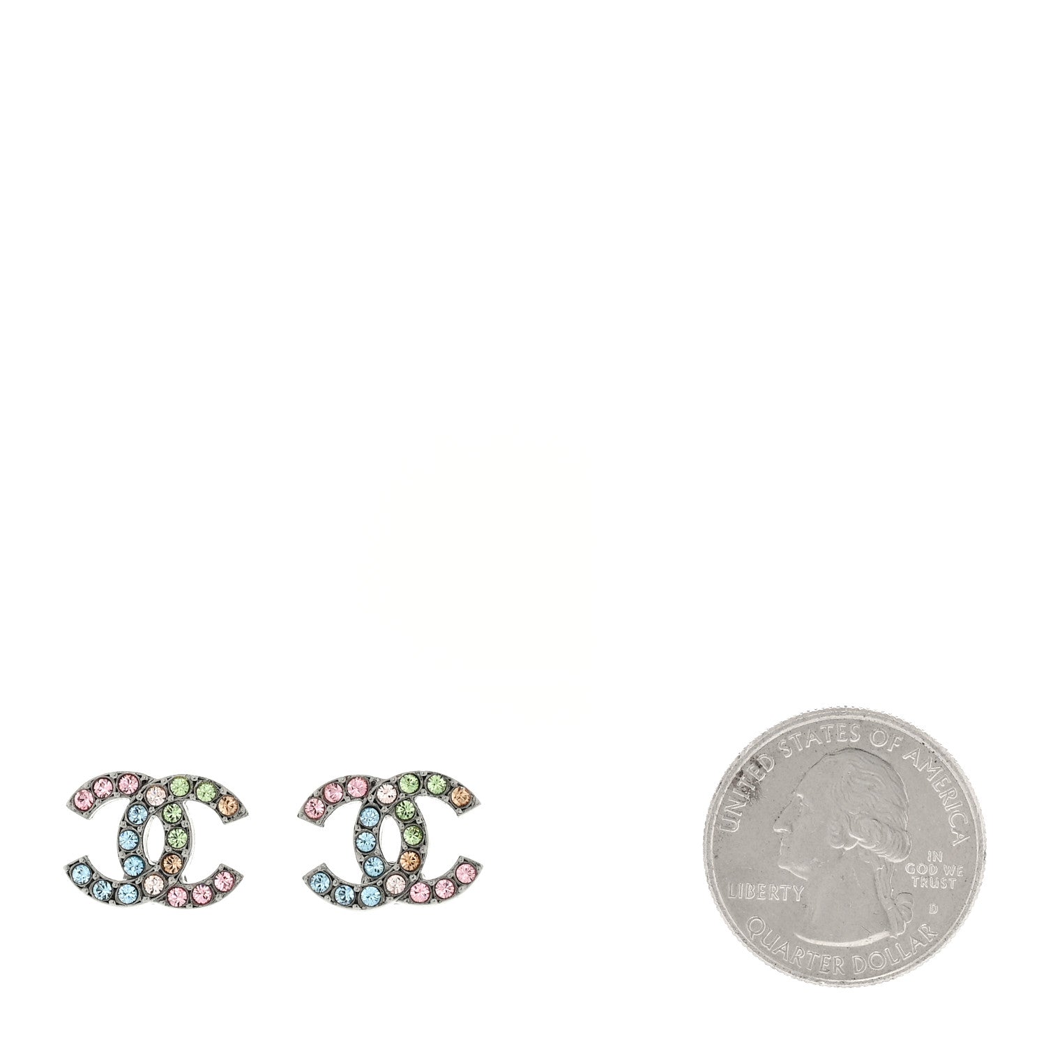 Chanel Ruthenium Crystal CC Earrings Multicolor 2 of 5
