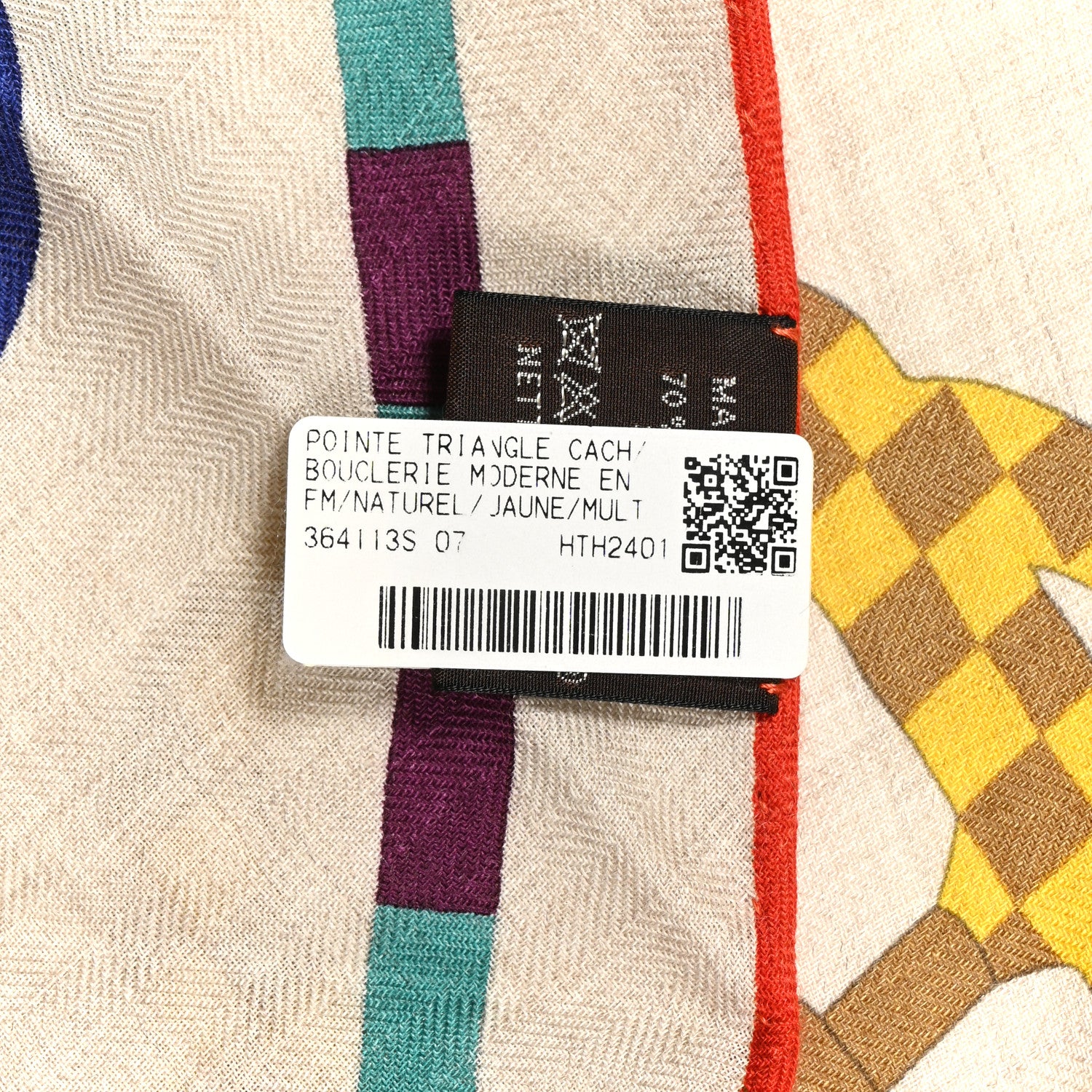 Hermes Cashmere Silk Bouclerie Moderne En Casaque Giant Triangle Scarf Naturel Jaune Multicolor 2 of 4