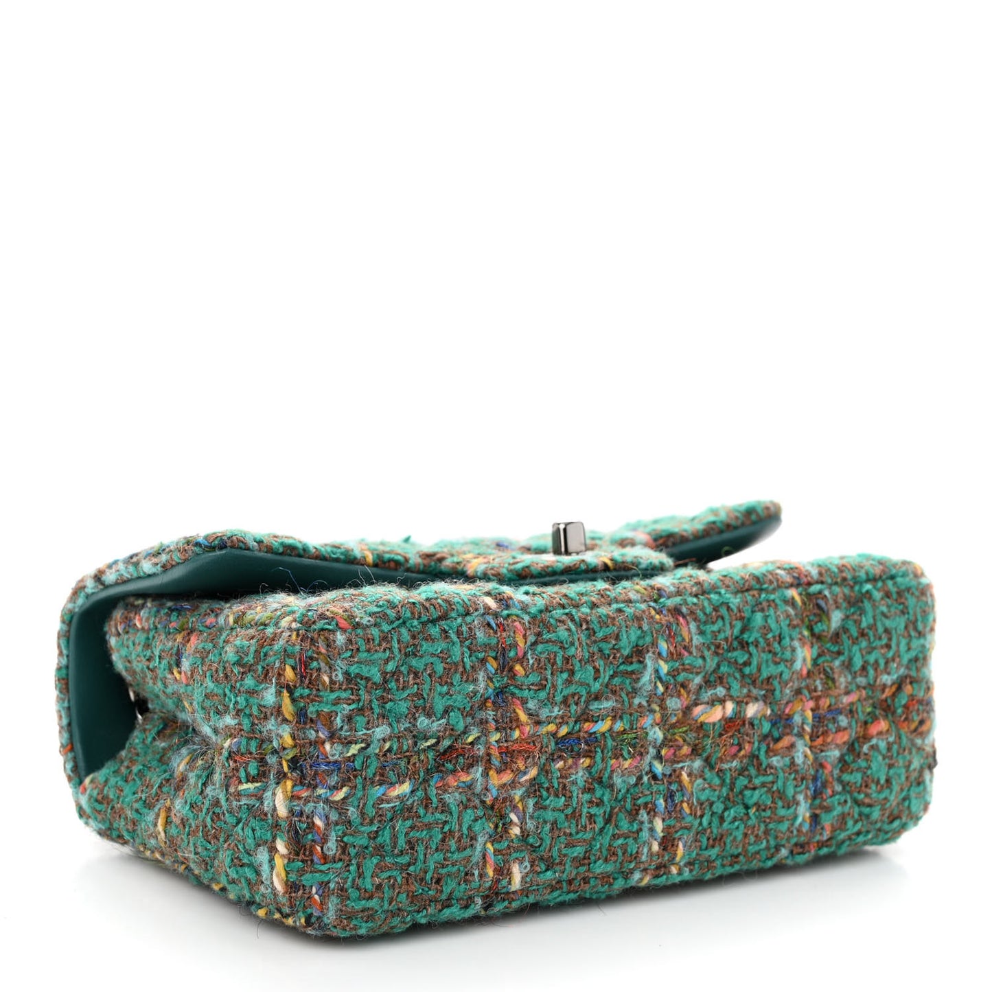 Tweed Quilted Mini Rectangular Flap Green