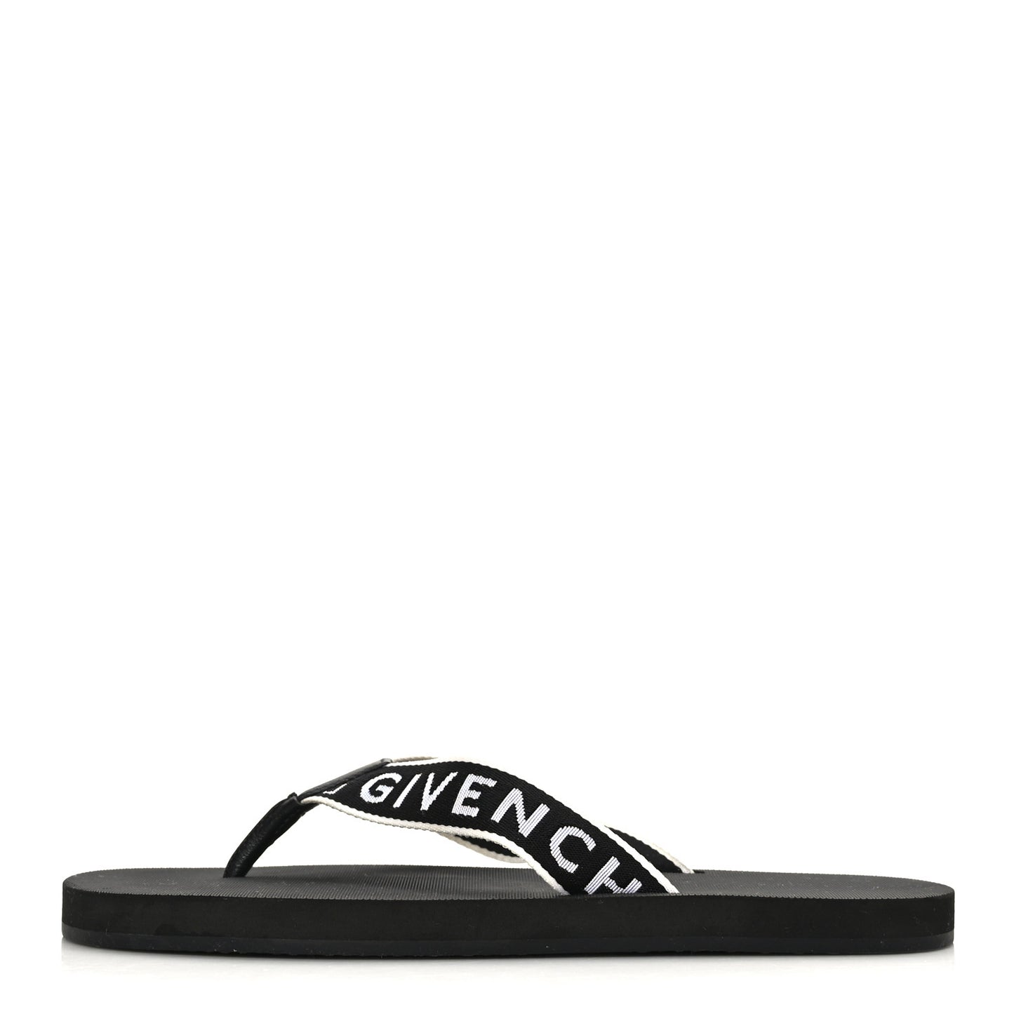 Cotton Logo Thong Strap Sandals 41 Black White