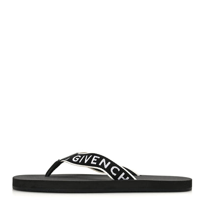 Givenchy Cotton Logo Thong Strap Sandals 41 Black White 1 of 7