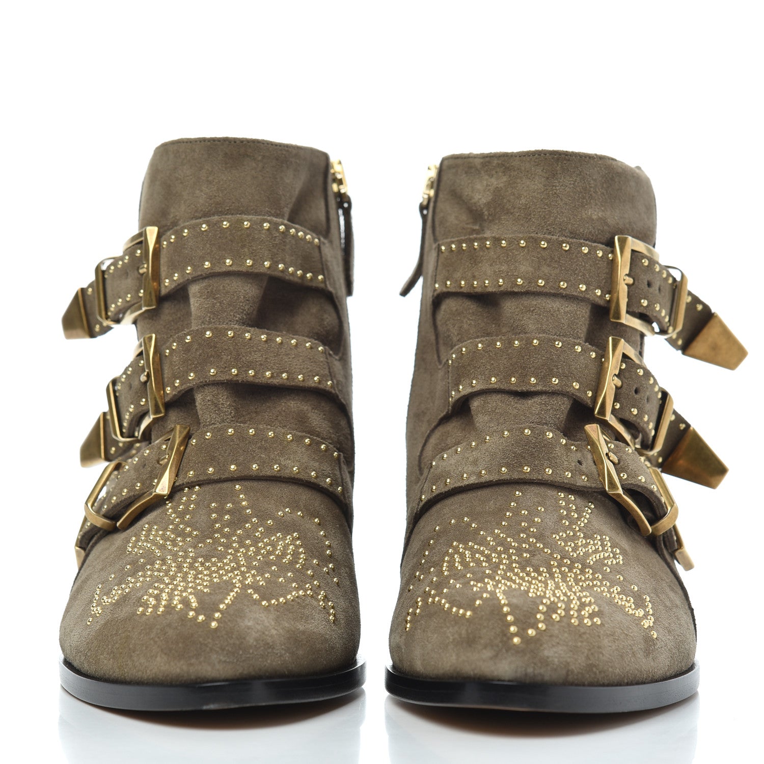 Chloe Suede Sheepskin Studded Susanna Ankle Boots 40 Dark Greige 2 of 10