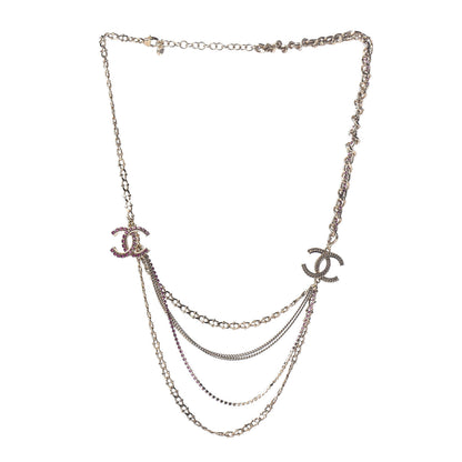 Chanel Crystal CC Multi Strand Necklace Gold 3 of 8
