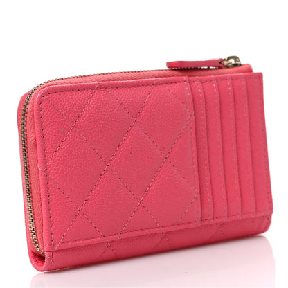Chanel Caviar Quilted CC Zip Around Card Holder Rose 5 of 8
