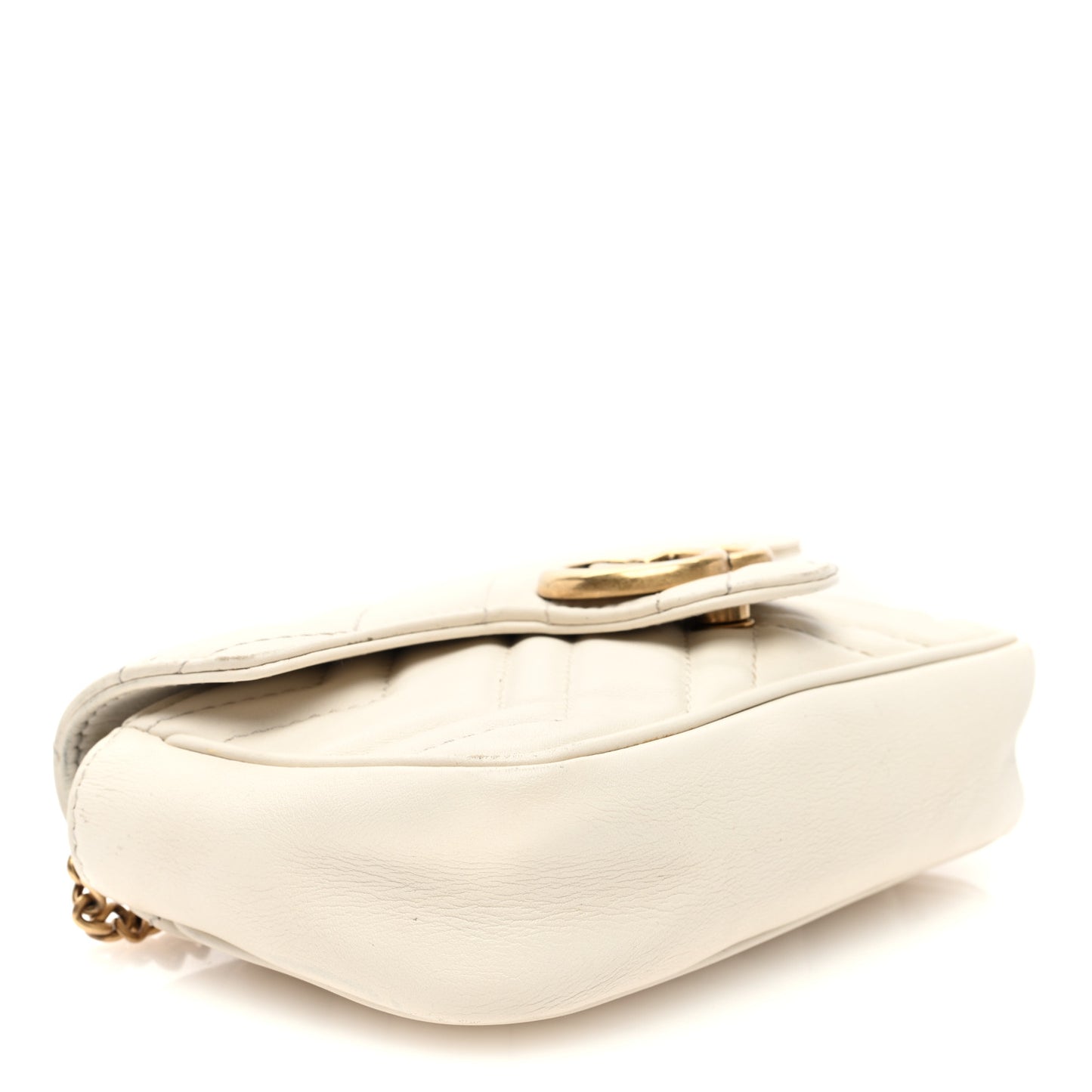 Calfskin Matelasse Super Mini GG Marmont Shoulder Bag White