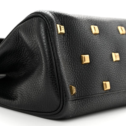 Salvatore Ferragamo Hammered Calfskin Studio Rock Bag Black 10 of 12
