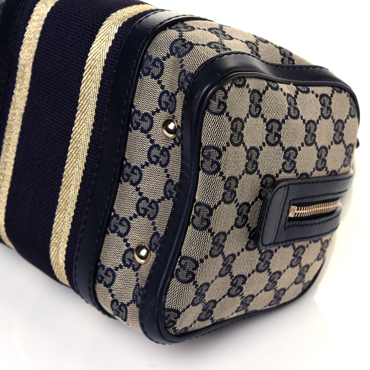 Gucci Monogram Vintage Web Small Boston Navy 15 of 18