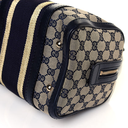 Gucci Monogram Vintage Web Small Boston Navy 15 of 18