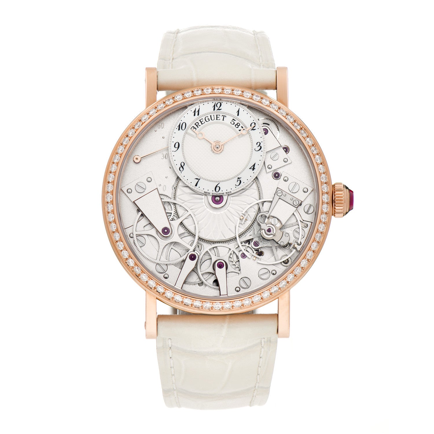 Breguet 18K Rose Gold Alligator Diamond Bezel 38mm Tradition Dame Skeleton Automatic Watch 7038BR/18/9V6 1 of 5