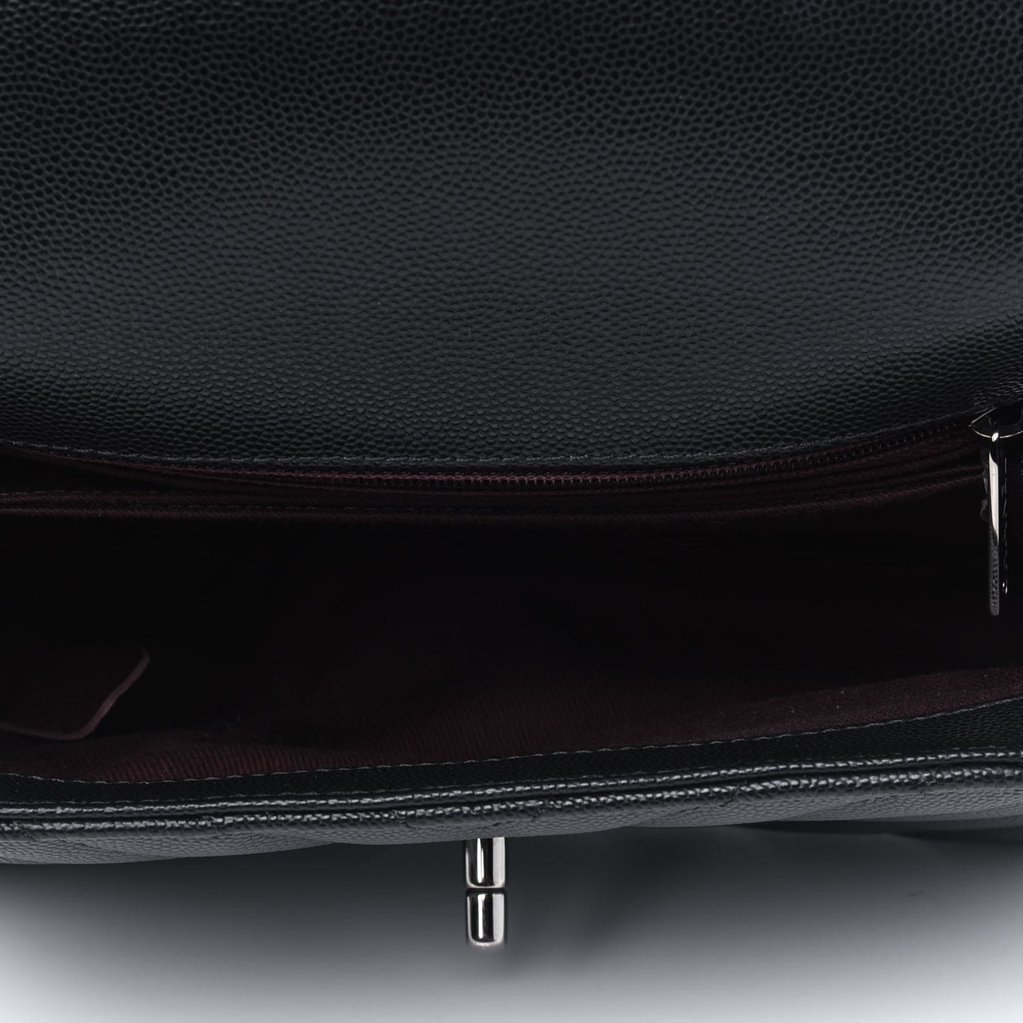 Caviar Chevron Quilted Mini Coco Handle Flap Black