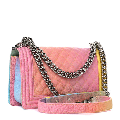 Chanel Caviar Quilted Medium Cuba Rainbow Boy Flap Multicolor 3 of 12
