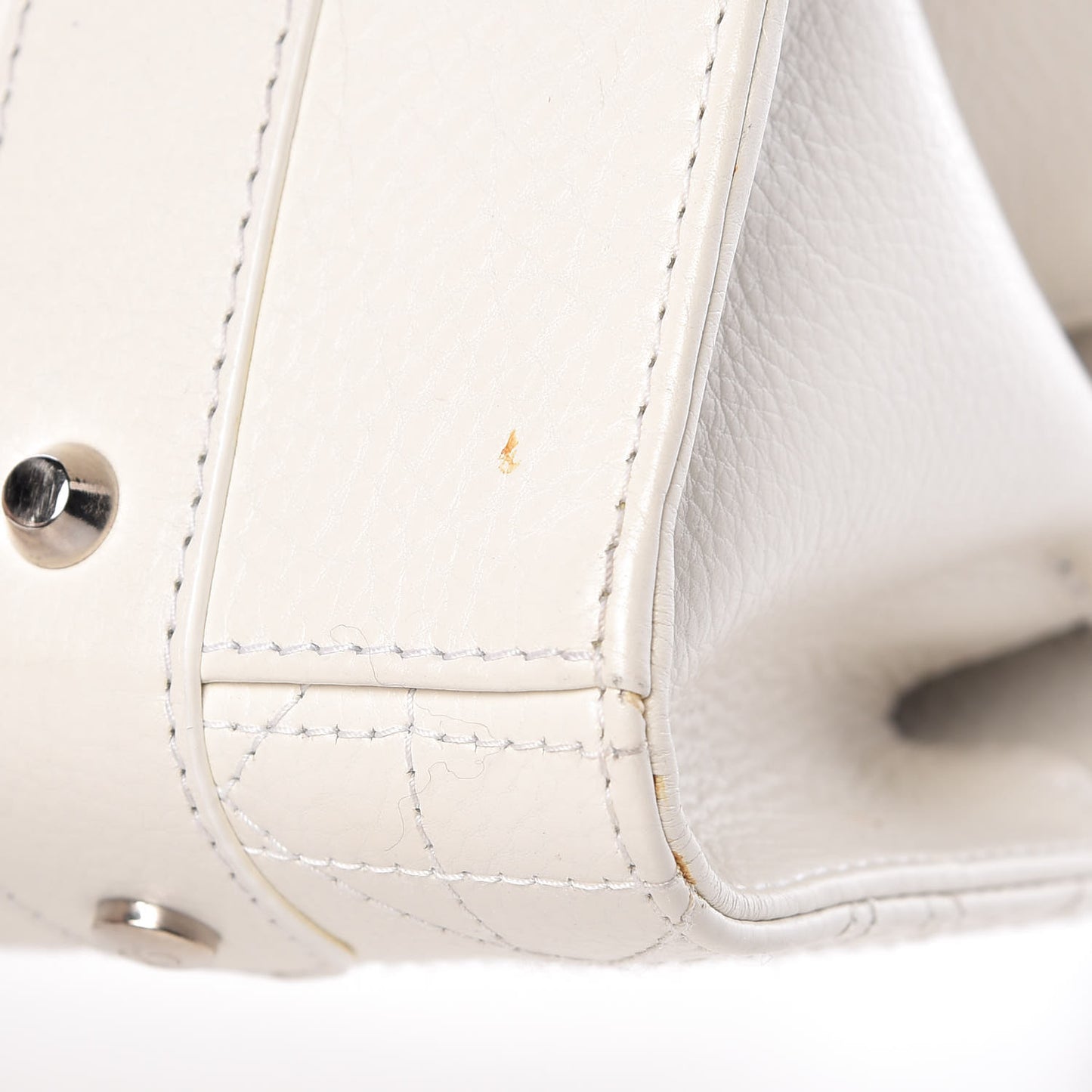 Calfskin Cannage Stitched East West Lady Dior White