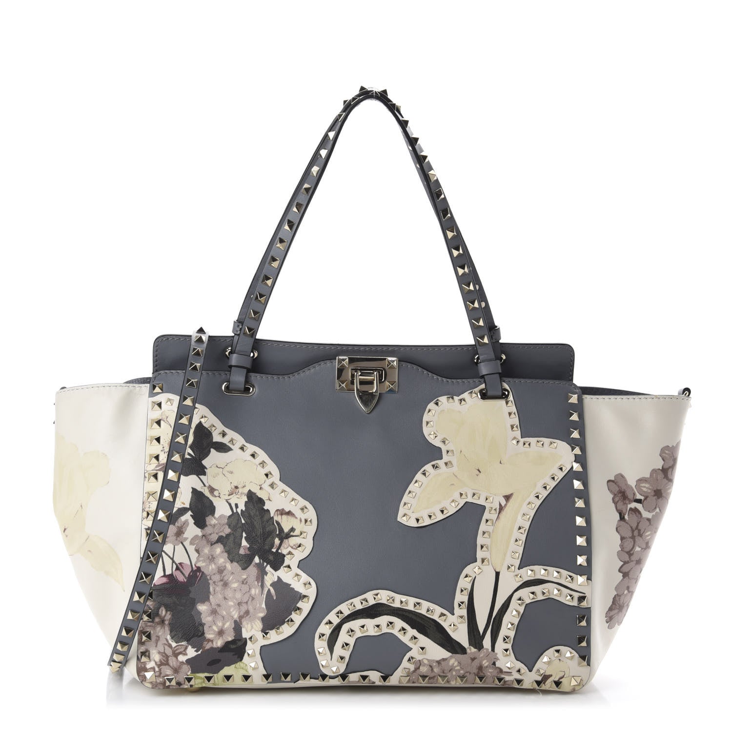 Valentino Garavani Vitello Monogram Kimono 1997 Print Medium Rockstud Tote Light Blue 1 of 10