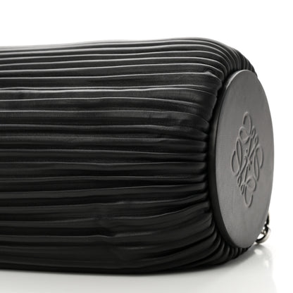 Loewe Lambskin Pleated Bracelet Large Pouch shoulder Bag Black 9 of 9