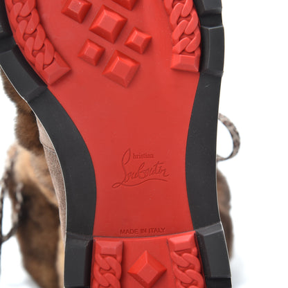 Christian Louboutin Suede Orylag Fur Mens Snow Black Flat Hiking Boots 39 Testa Di Moro Naturel 5 of 6