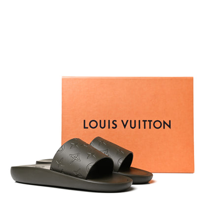 Louis Vuitton Matte Rubber Monogram Embossed Sunbath Slide Sandals 38 Khaki 11 of 11