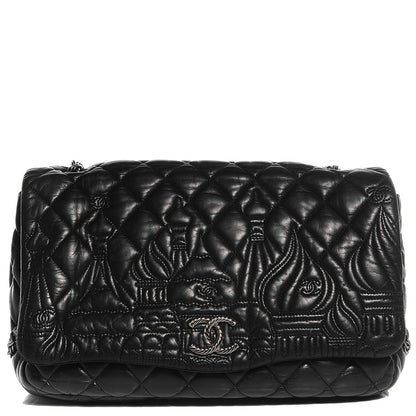 Chanel Lambskin Quilted Paris Moscou Red Square Flap Black 1 of 8