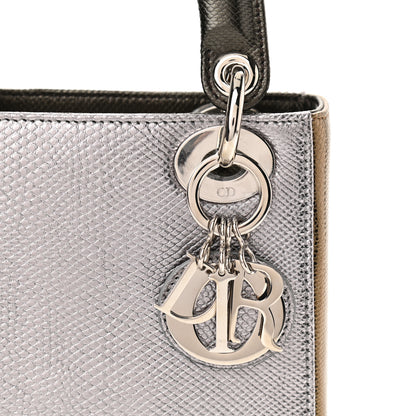 Christian Dior Metallic Karung Mini Lady Dior Silver Bronze 7 of 9