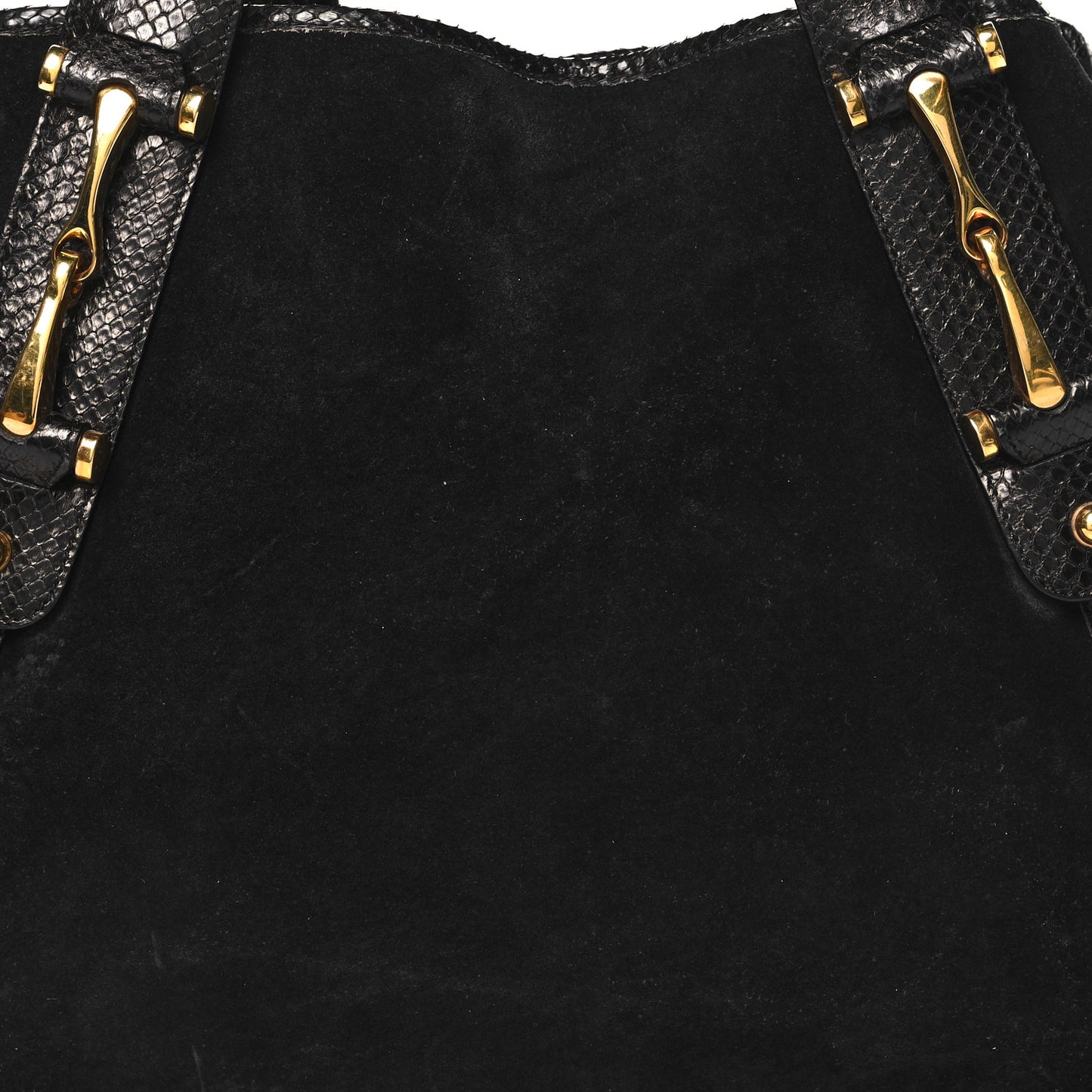 Snakeskin Suede Medium Pelham Shoulder Bag Black