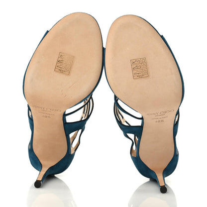 Jimmy Choo Suede Ren 100 Sandals 40.5 Blue 5 of 7